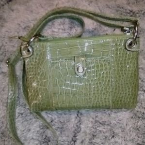 Green Embossed Crocodile Mini Purse